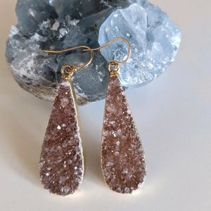 Long Teardrop Druzy Earrings